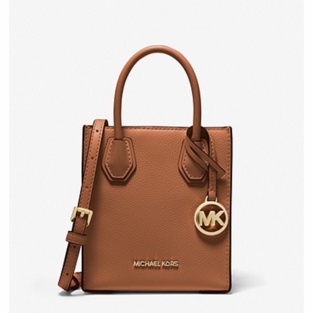 Micheal Kors Mercer Extra Small Pebbled Leather Crossbody Bag Brown BRAND NEW